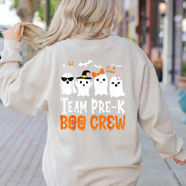 Cute Ghost Team Pre K Boo Crew Halloween Teacher Student Women's Sweatshirt Back Print