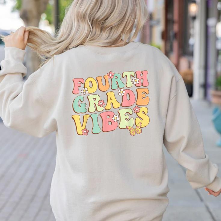 Fourth Grade Vibes Hello Team 4th Grade Teacher Kids Retro Women's Sweatshirt Back Print