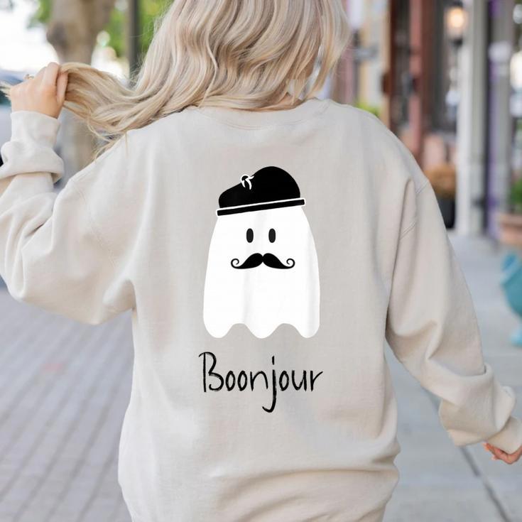 French Teacher Halloween Bonjour Ghost Women's Sweatshirt Back Print