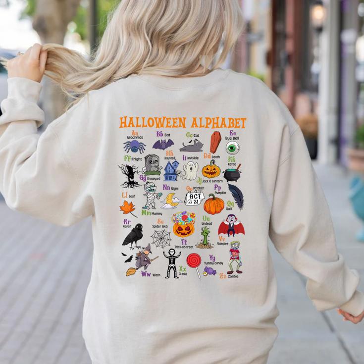 Halloween Alphabet ABCs Learning Kindergarten Teacher Women's Sweatshirt Back Print