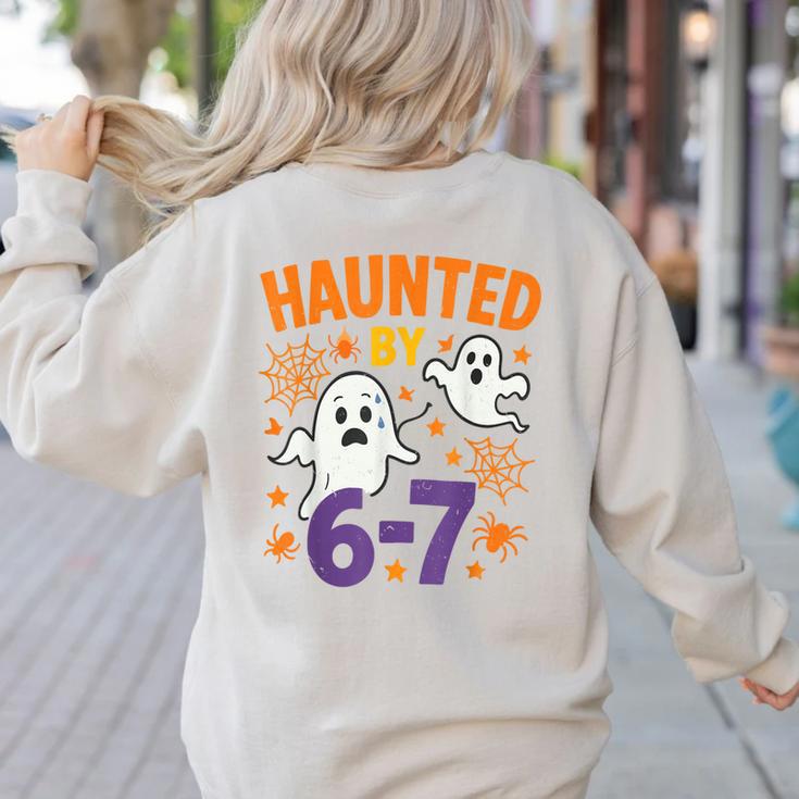 Haunted 67 Ghost Math Teacher Halloween Costume Math Pun Women's Sweatshirt Back Print