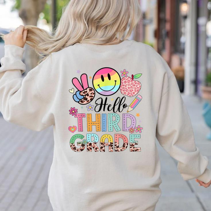 Hello 3rd Grade Boy Girl Teacher Back To School 3rd Grade Women's Sweatshirt Back Print