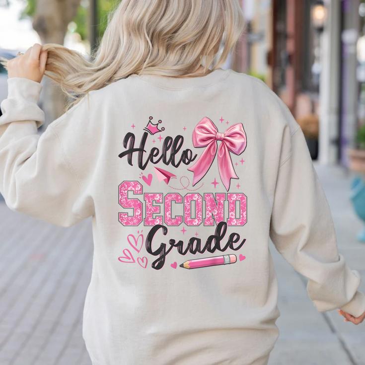 Hello Second Grade First Day Of School Coquette Teacher Girl Women's Sweatshirt Back Print