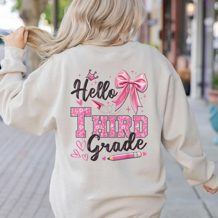 Hello Third Grade First Day Of School Coquette Teacher Girl Women's Sweatshirt Back Print