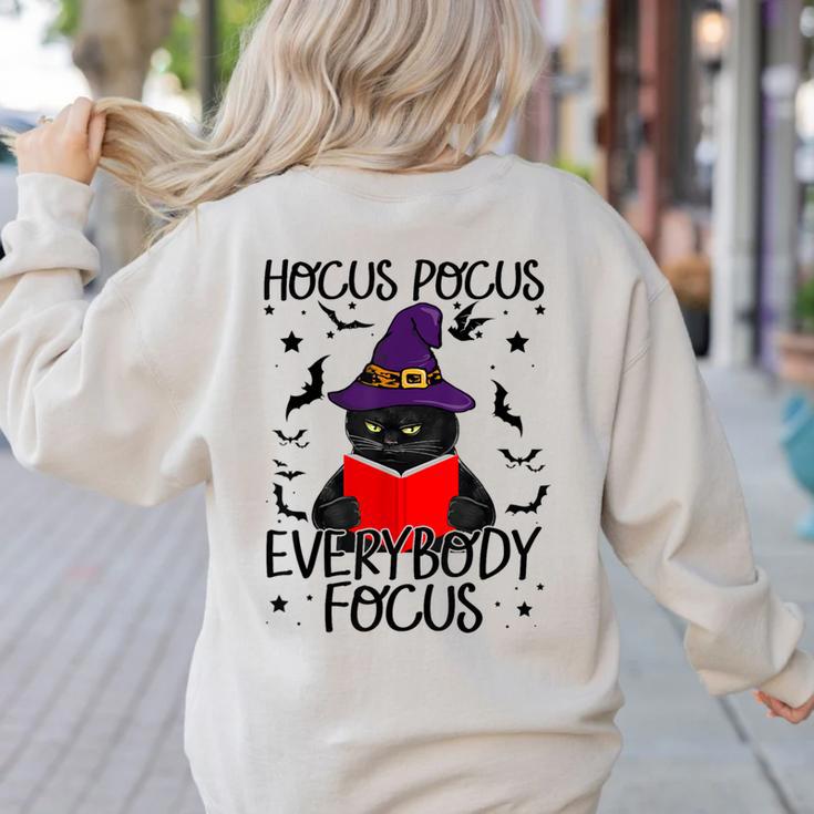 Hocus Pocus Everybody Focus Halloween Teacher For Men Women Women's Sweatshirt Back Print