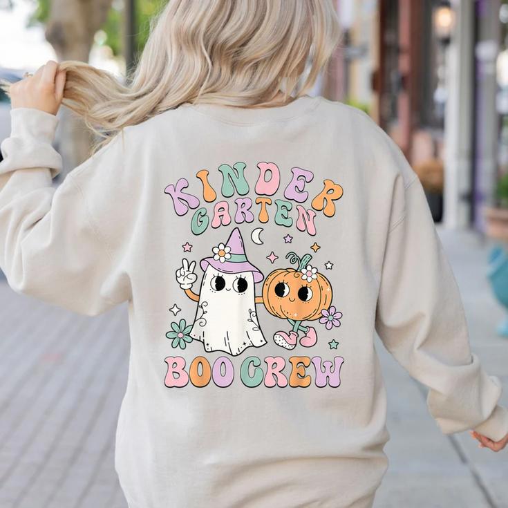 Kindergarten Boo Crew Halloween Floral Ghost Kinder Teacher Women's Sweatshirt Back Print