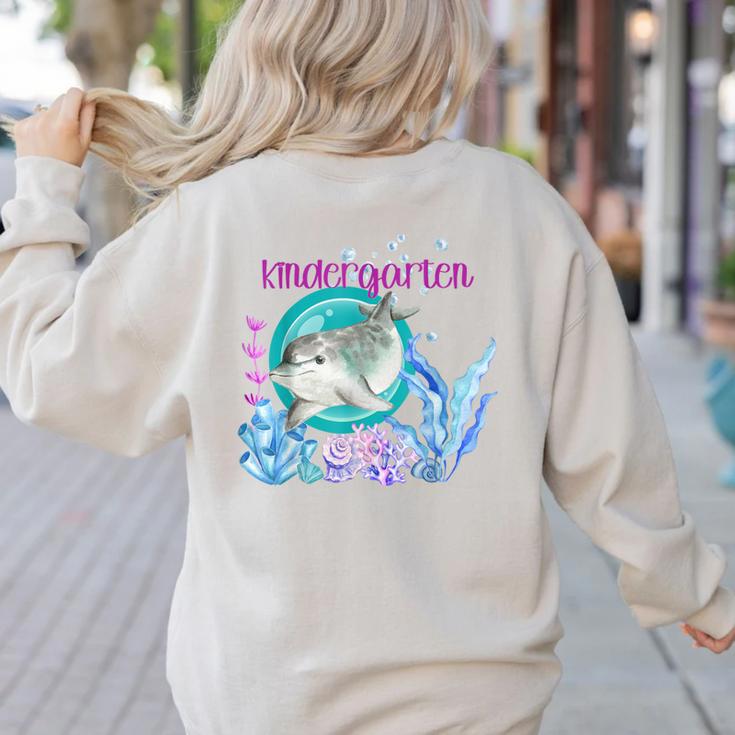 Kindergarten Teacher Dolphin Ocean Life Teaching Team Spirit Women's Sweatshirt Back Print