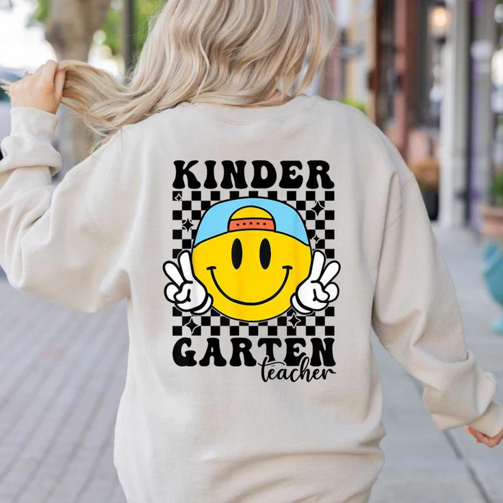 Kindergarten Teacher Hippie Smile Face Back School Women's Sweatshirt Back Print
