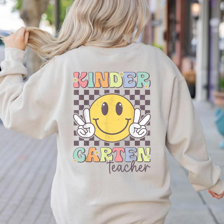 Kindergarten Teacher Team Hippie Smile Face Back To School Women's Sweatshirt Back Print