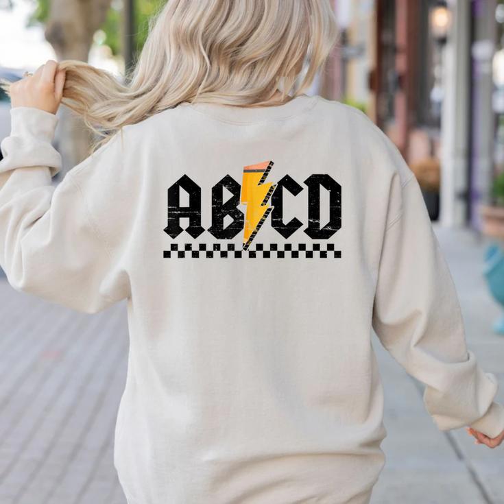 Lightning Pencil Rock'n Roll ABCD Teacher Back To School Kid Women's Sweatshirt Back Print