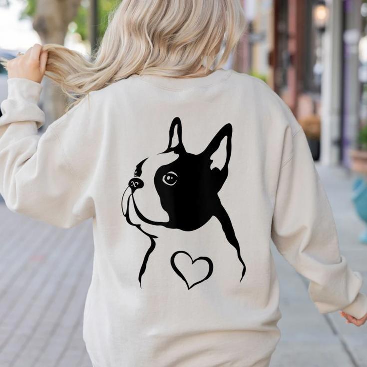 I Love My Boston Terrier Dog With Heart Women's Sweatshirt Back Print