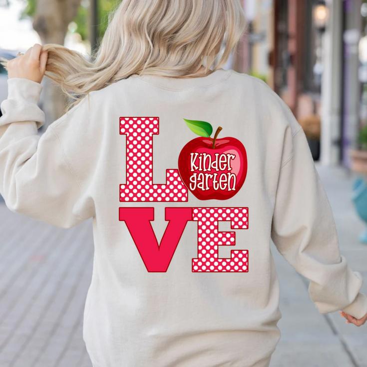 Love Kindergarten Cute Apple School Teacher Women's Sweatshirt Back Print