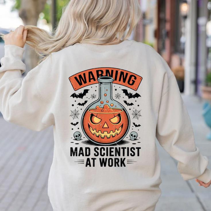 Mad Scientist Pumpkin Science Teacher Halloween Costume Kids Women's Sweatshirt Back Print