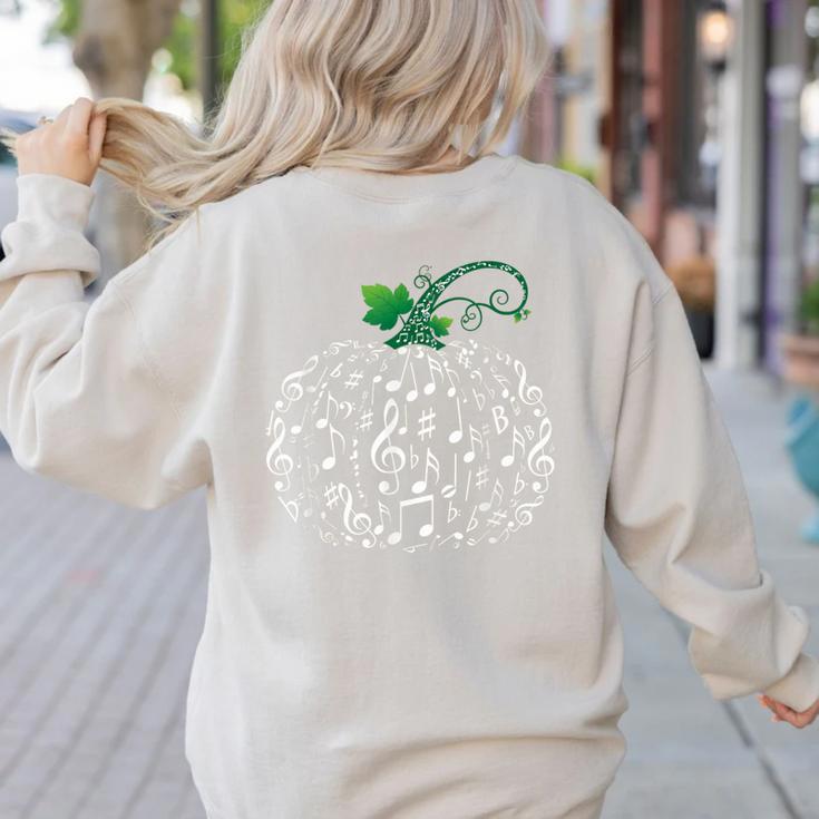 Music Notes Pumpkin Fall Music Teacher Women's Sweatshirt Back Print