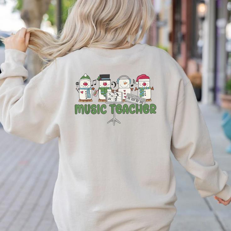 Music Teacher Christmas Holiday Wnter Music Instructor Women's Sweatshirt Back Print