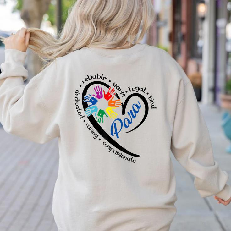Para Heart Teacher Paraprofessional Paraeducator Men Women Women's Sweatshirt Back Print