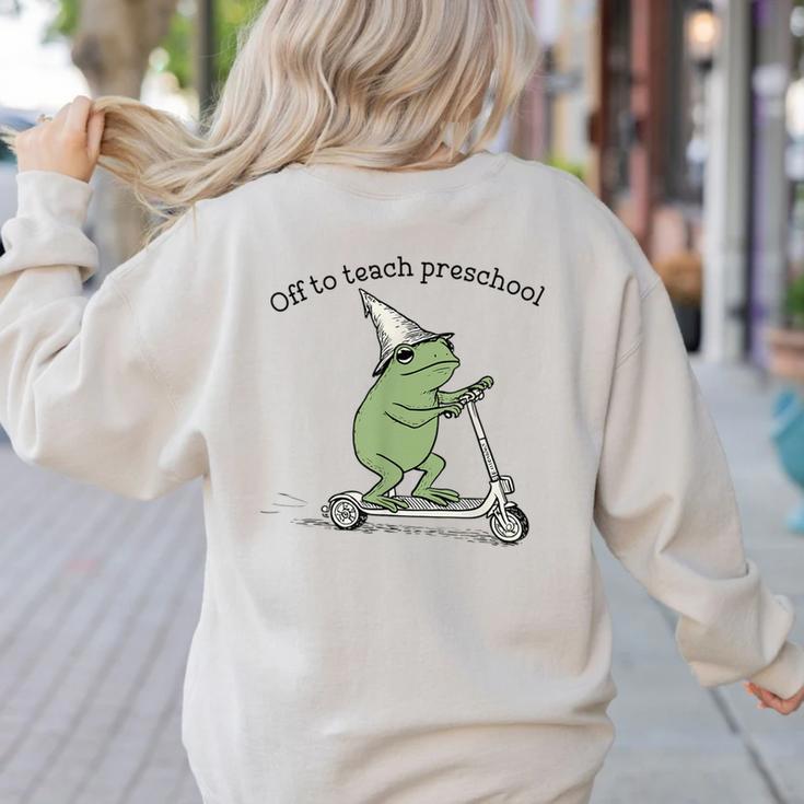 Pre K Grade Teacher Frog Back To School Preschool Women's Sweatshirt Back Print