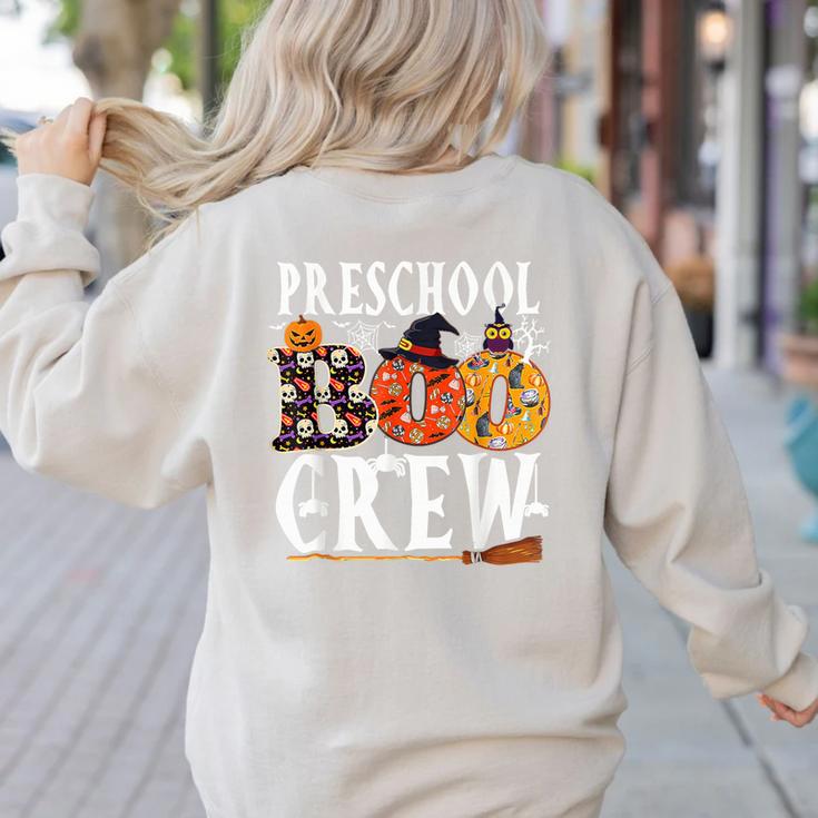 Preschool Boo Crew Teacher Halloween Women's Sweatshirt Back Print