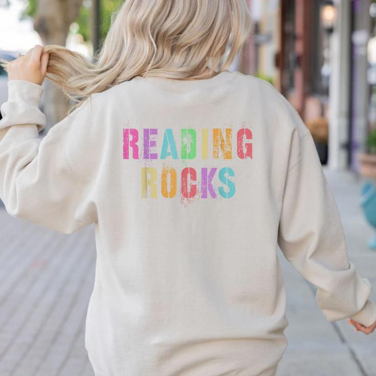 READING ROCKS English Teacher ELA ABCD Read Star Kinder Women's Sweatshirt Back Print