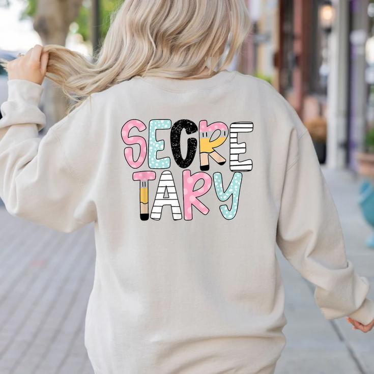 Retro Secretary Back To School Teacher Appreciation Women's Sweatshirt Back Print