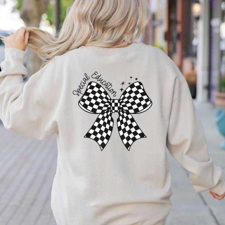 Retro Special Education Squad Coquette Bow SPED Teacher Women's Sweatshirt Back Print