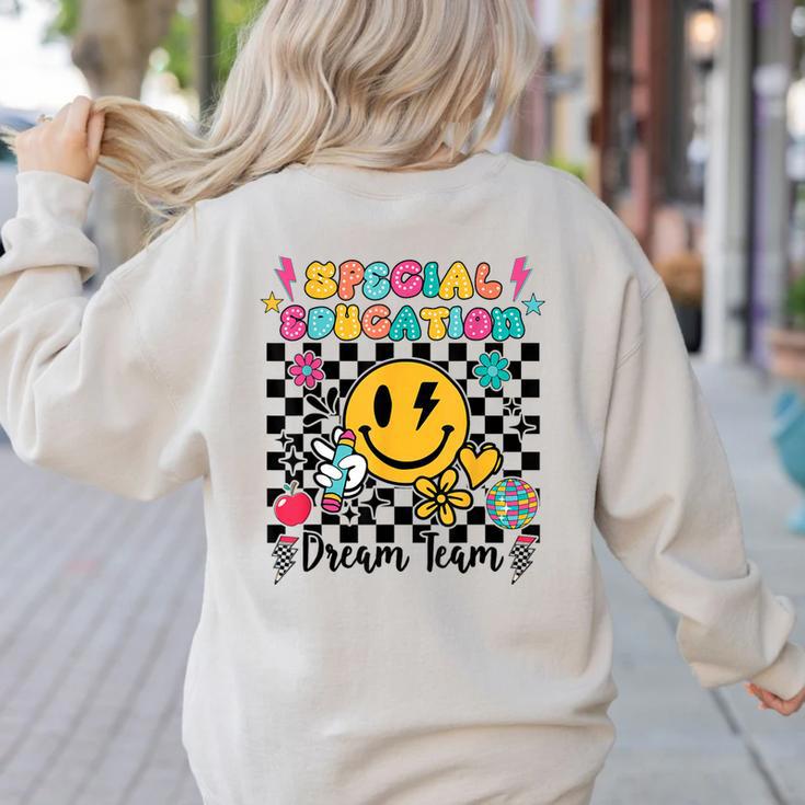 Retro Special Education Squad Groovy Dream Team Teacher Women's Sweatshirt Back Print
