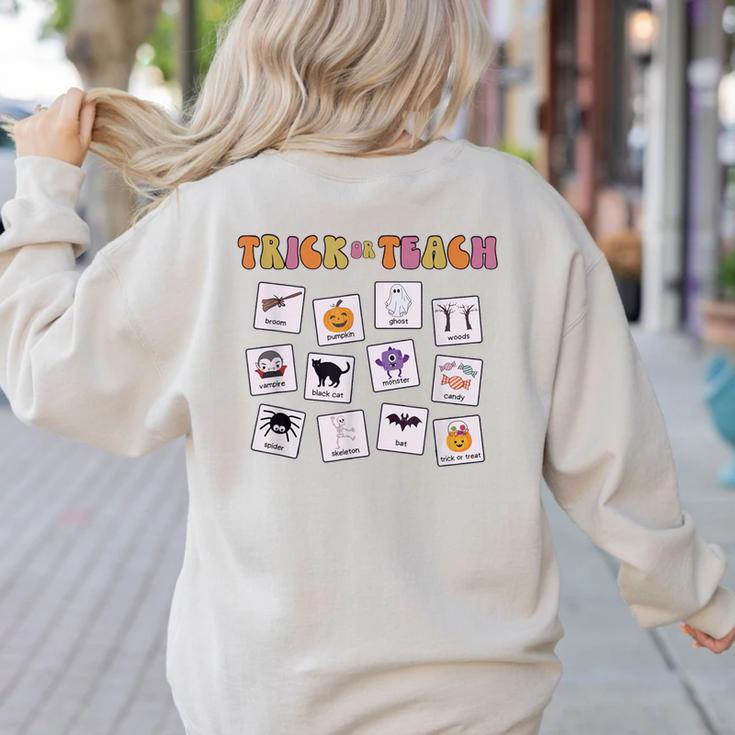Retro Trick Or Treat Halloween Special Education Teacher Women's Sweatshirt Back Print