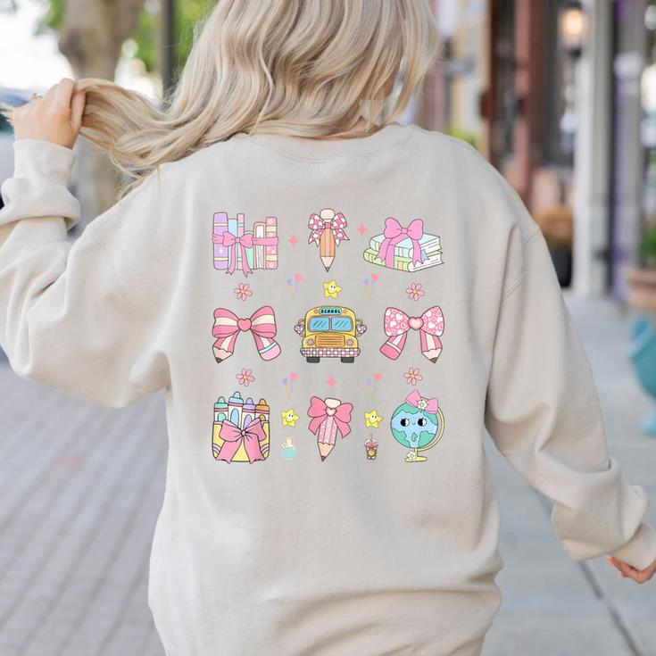 School Pencils And Bows Teacher Bow Coquette Pencil Girls Women's Sweatshirt Back Print