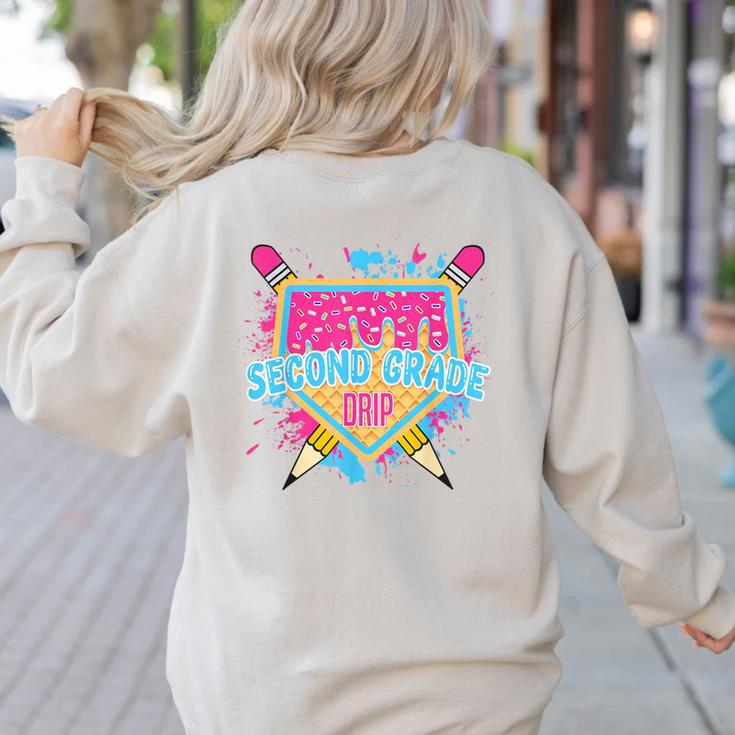 Second Grade Drip Ice Cream Home Plate Baseball Teachers Kid Women's Sweatshirt Back Print