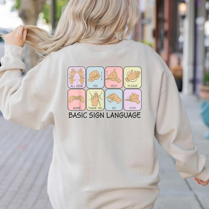 Basic Sign Language Speech Pathology Aac Sped Teacher Women's Sweatshirt Back Print