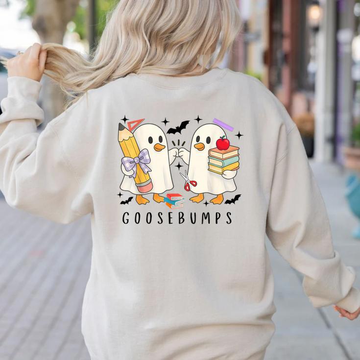 Silly Goose Spooky Teacher Halloween Cute Goosebumps Women's Sweatshirt Back Print