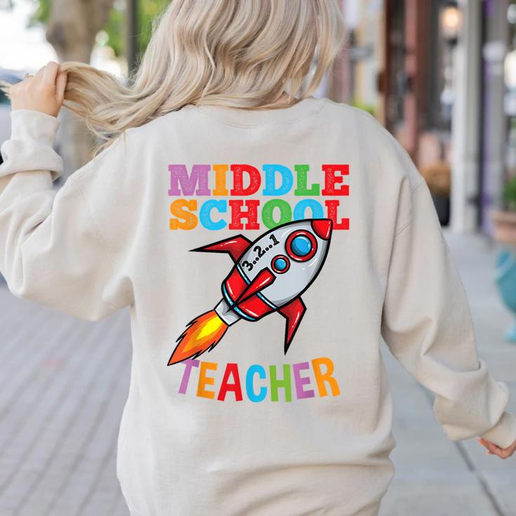 Space Middle School Teacher Back To School Men Women Kids Women's Sweatshirt Back Print