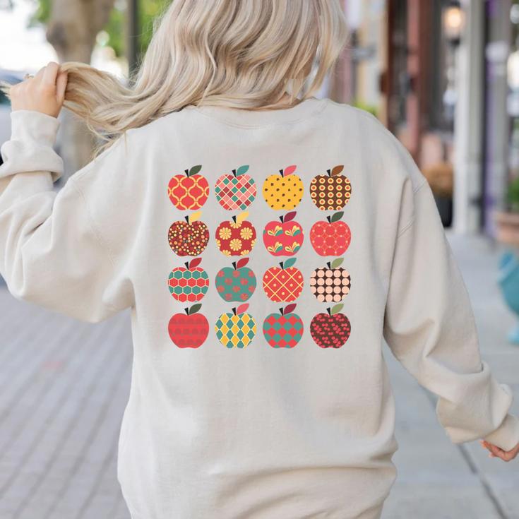 Teacher Apple Back To School Art For School Supplies Women's Sweatshirt Back Print