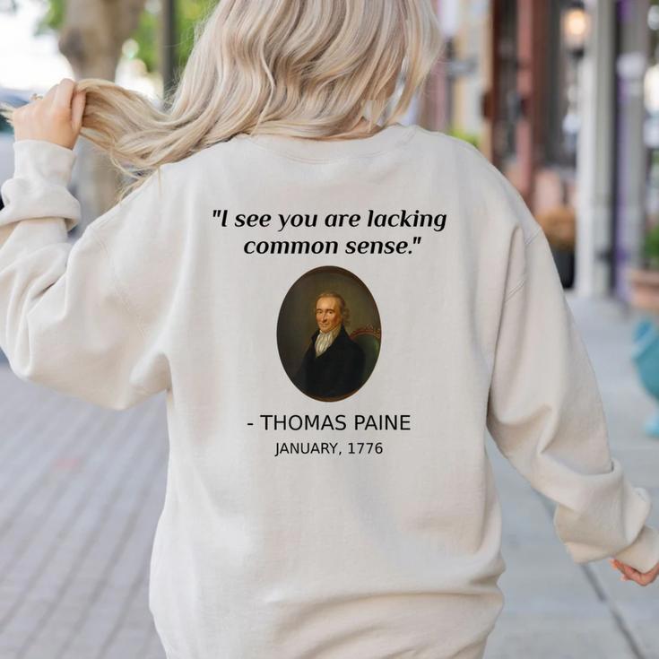 Thomas Paine Common Sense USA History Teacher Student Women's Sweatshirt Back Print