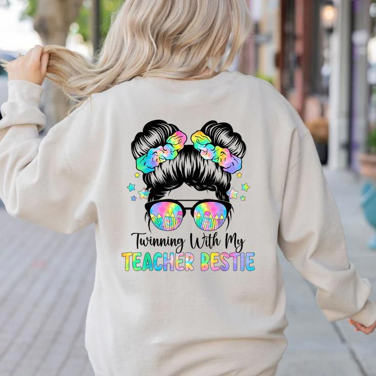 Twin Day Friends Teacher Twinning With My Bestie Women's Sweatshirt Back Print
