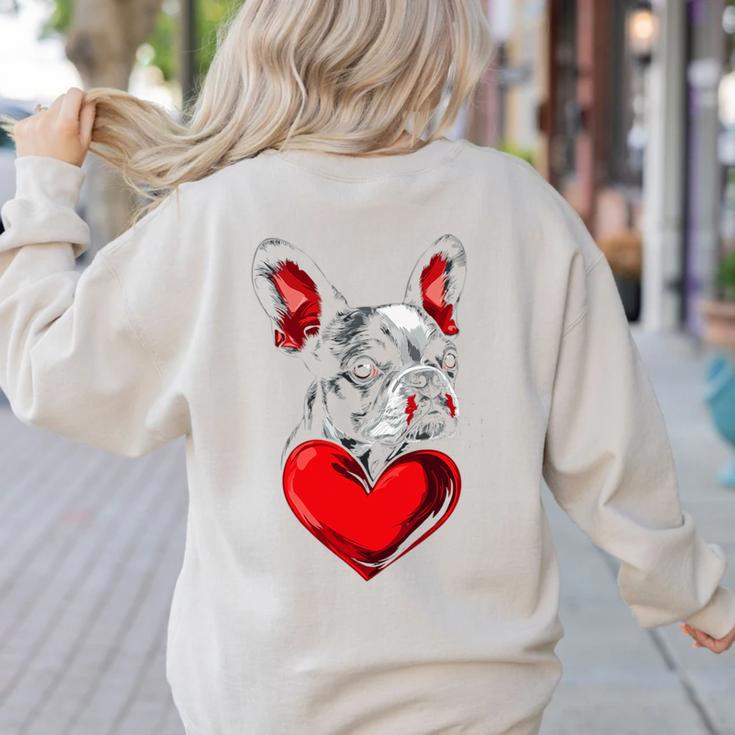 Valentine's Day Boston Terrier Dog Vector Women's Sweatshirt Back Print