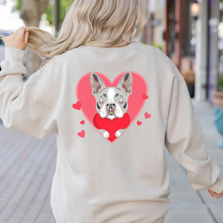 Valentine's Day Boston Terrier Heart Women's Sweatshirt Back Print