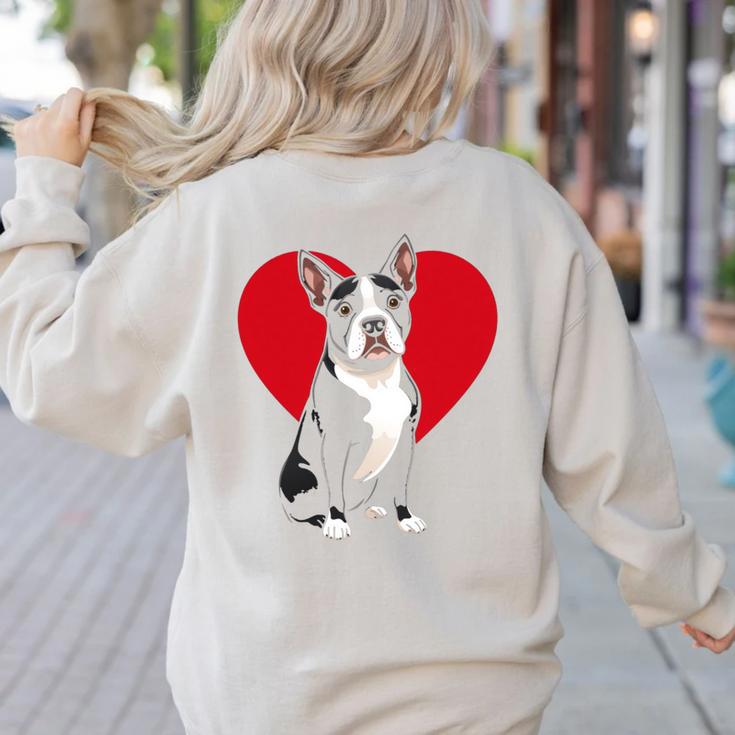 Valentine's Day Boston Terrier Lover Women's Sweatshirt Back Print
