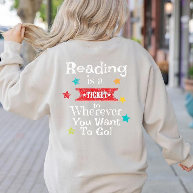 Vintage Teachers And Students Book Reading Adventure Women's Sweatshirt Back Print