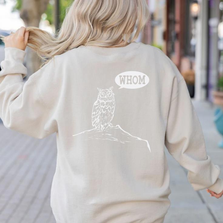 Whom Owl Grammar English Teacher Women's Sweatshirt Back Print