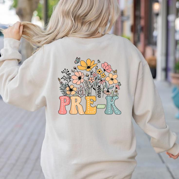 Wildflower Pre-K Preschool Team Floral Teacher Girls Women's Sweatshirt Back Print