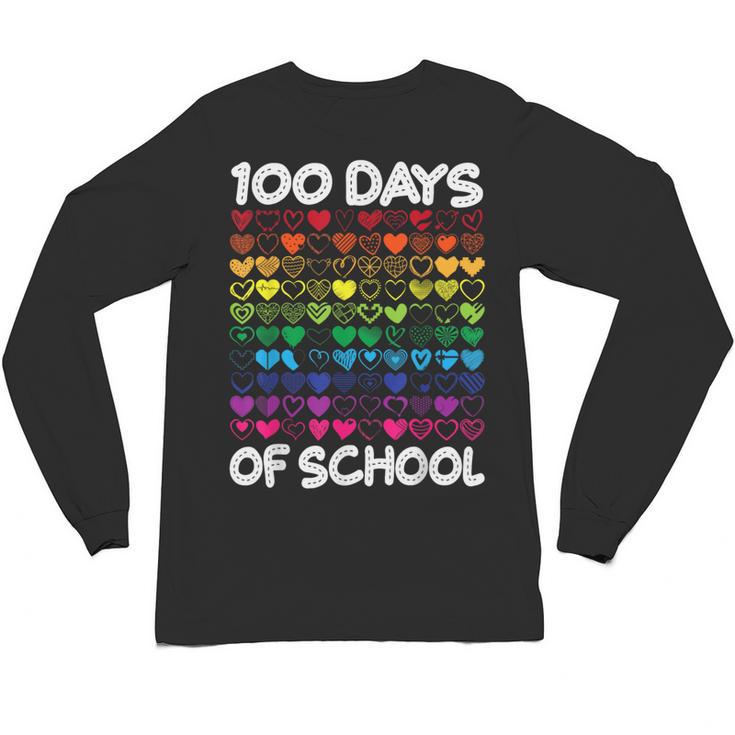 100 Days Of School Heart Love Teacher Or Student 100th Day Unisex Long Sleeve T-Shirt