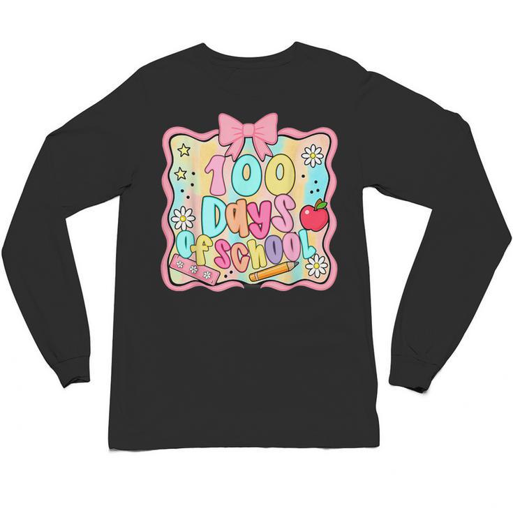 100 Days Of School Preppy 100th Day Of School Teacher Kids Unisex Long Sleeve T-Shirt
