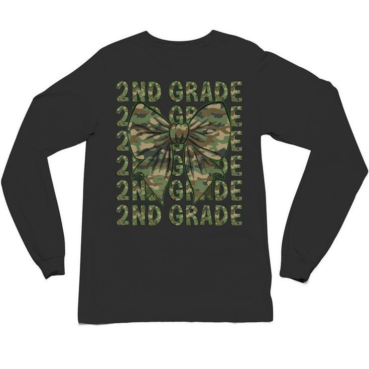 2nd Grade Teacher Student Camo Bow Back To School Unisex Long Sleeve T-Shirt