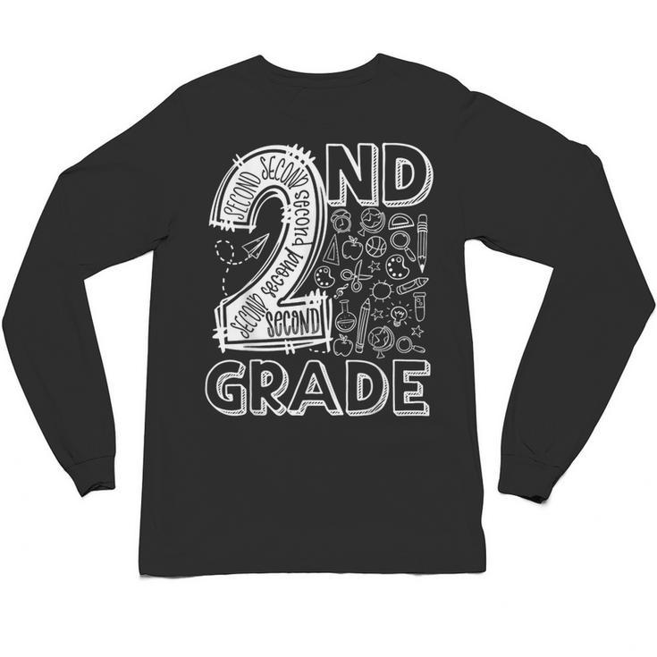 2nd Grade Typography Team 2nd Grade Teacher Back To School Unisex Long Sleeve T-Shirt