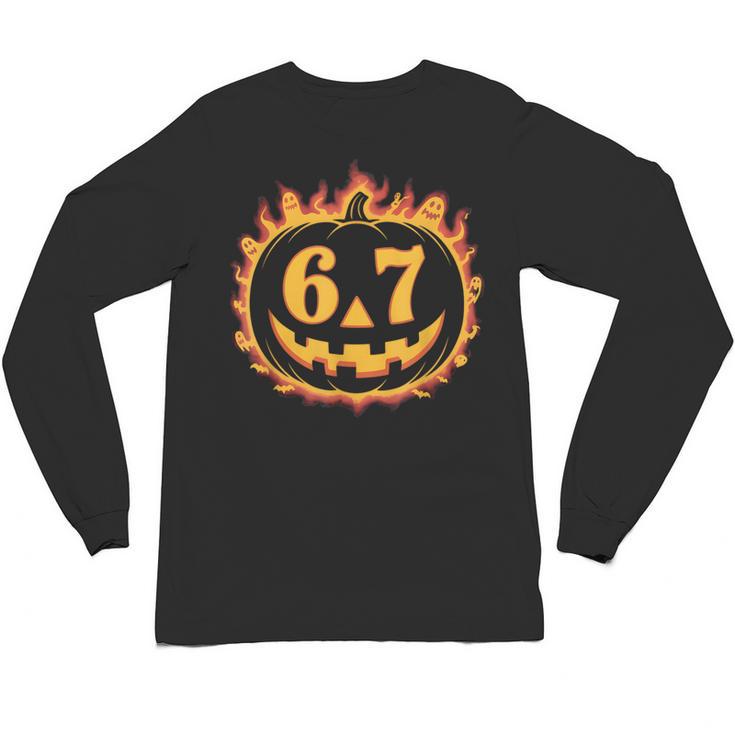 6 7 Meme Halloween Pumpkin Costume For Student Teacher Unisex Long Sleeve T-Shirt