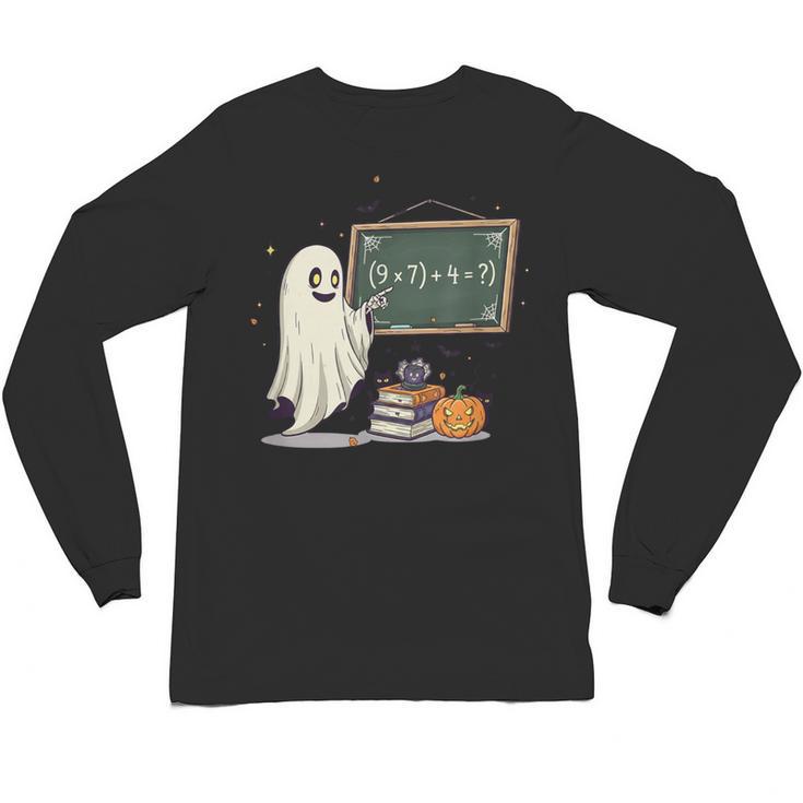 67 Teacher Halloween Ghost Six Seven Meme Math Joke Unisex Long Sleeve T-Shirt