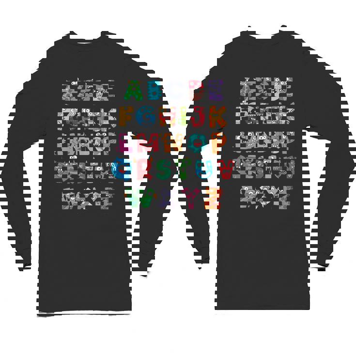 ABC Cute Monster Alphabet Halloween Teacher Costume Kids Unisex Long Sleeve T-Shirt