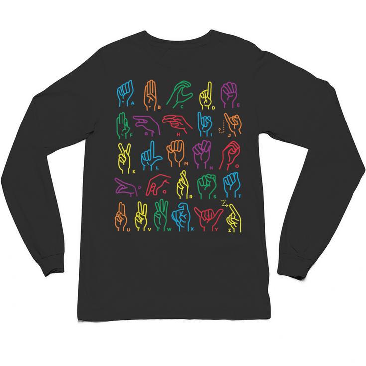 ABC Sign Language Chart Teacher Hand Letter Alphabet ASL Unisex Long Sleeve T-Shirt