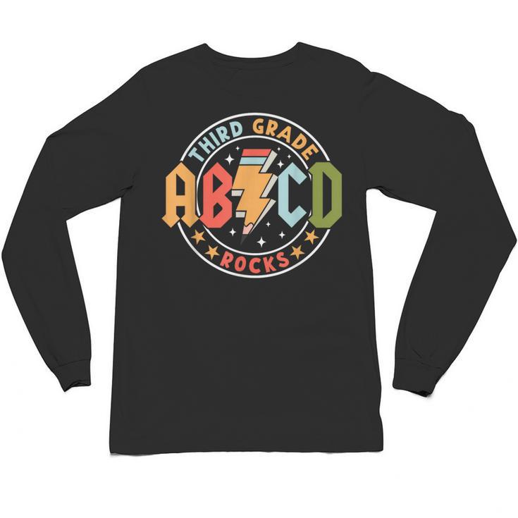 ABCD 3rd Grade Rocks Pencil Lightning Teachers Rock Boys Unisex Long Sleeve T-Shirt